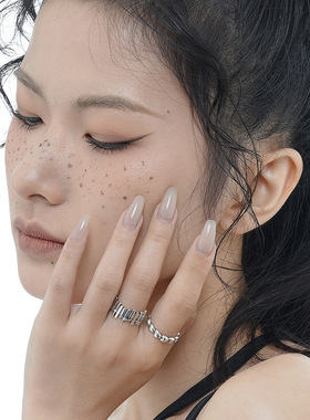 ears美式复个性古S925纯银爱心戒指ins风小众泰银做旧开口食指戒