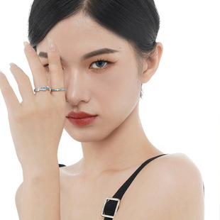 earsS925银珐琅戒指不掉色高级感滴釉食指戒女小众冷谈风指环饰品