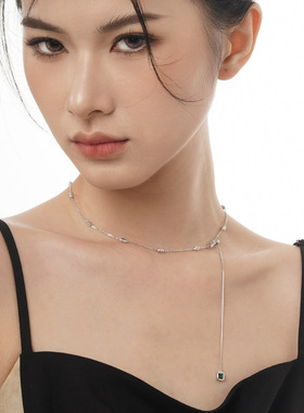 earsS925通体纯银超闪车花间珠项链女2024夏季爆款颈链时髦锁骨链