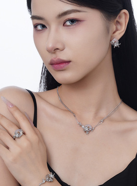 ears新中式时髦S925纯银平安扣戒指女中国风异形纹理开口食指戒