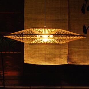 日式吊灯客厅灯具餐厅卧室竹吊灯茶室民宿伞状型榻榻米中式竹编灯