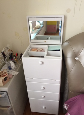 K8实木梳妆台卧室小户型迷你翻盖简易化妆桌收纳柜一体化妆台多功