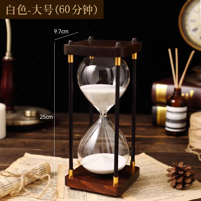 定制沙漏计时器木制底座自装沙空瓶刻字logo节日礼物创意桌面摆件图片