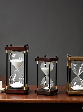 简约复古沙漏计时器30分钟防摔自装沙空瓶定制刻字高档桌面摆件