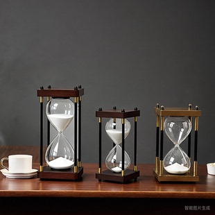 简约复古沙漏计时器30分钟防摔自装 沙空瓶定制刻字高档桌面摆件