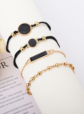 欧美风个性黑松石花纹手