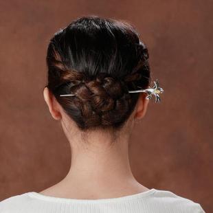 玉兰花发簪宫廷白金色步摇古风汉服旗袍发饰原创设计超仙簪子头饰