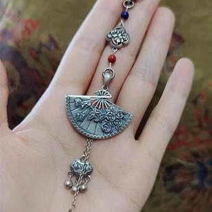 中国风复古胸针女旗袍压襟扣别针汉服挂饰苗银梅花扇铃铛流苏配饰