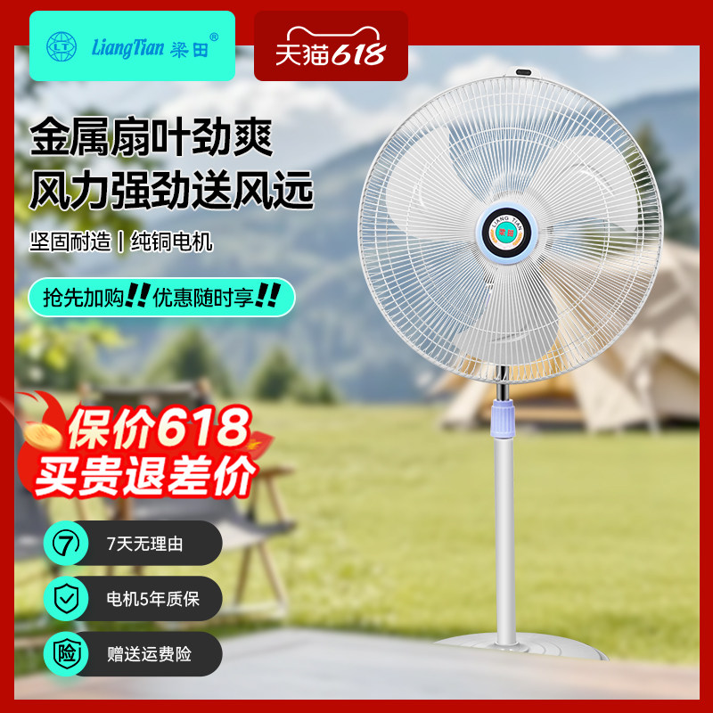梁田 电风扇落地扇家用立式办公室机械落地风扇120W大功率FT-45D