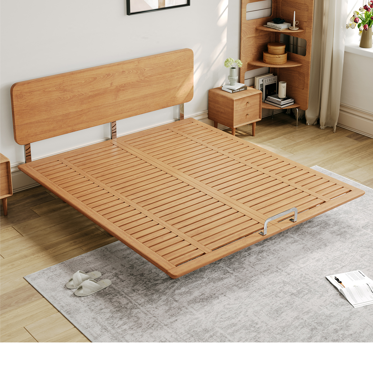 樱桃木床齐边超薄床头定制尺寸