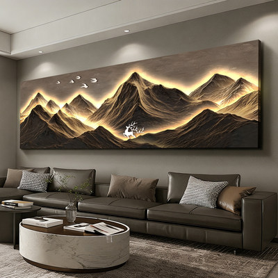 现代轻奢山水客厅背景墙装饰画