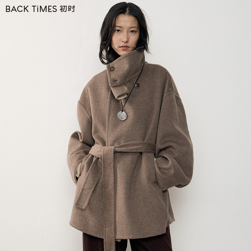 初时双面呢短款羊毛大衣女