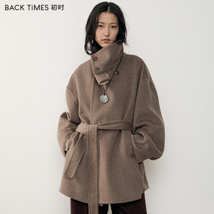 BACK TIMES初时双面呢短款羊毛大衣女2025秋冬新款毛呢外套高级感