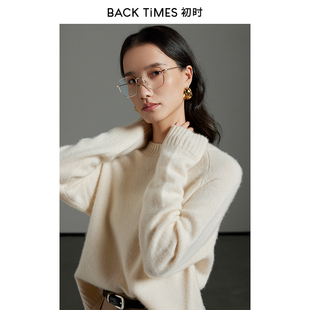 BACK TIMES初时早秋慵懒风羊绒毛衣轻薄纯山羊绒毛衣女