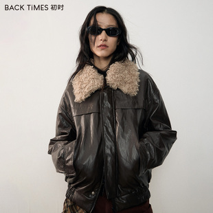 夹棉皮衣厚冬装 BACK 2025新款 外套棉服女款 棉袄 TIMES初时复古冬季