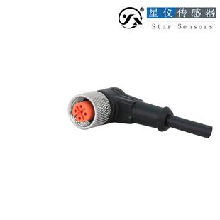 仪航插空头M12防星水防潮防芯晒防腐蚀阻燃连接器4直头弯头带线缆