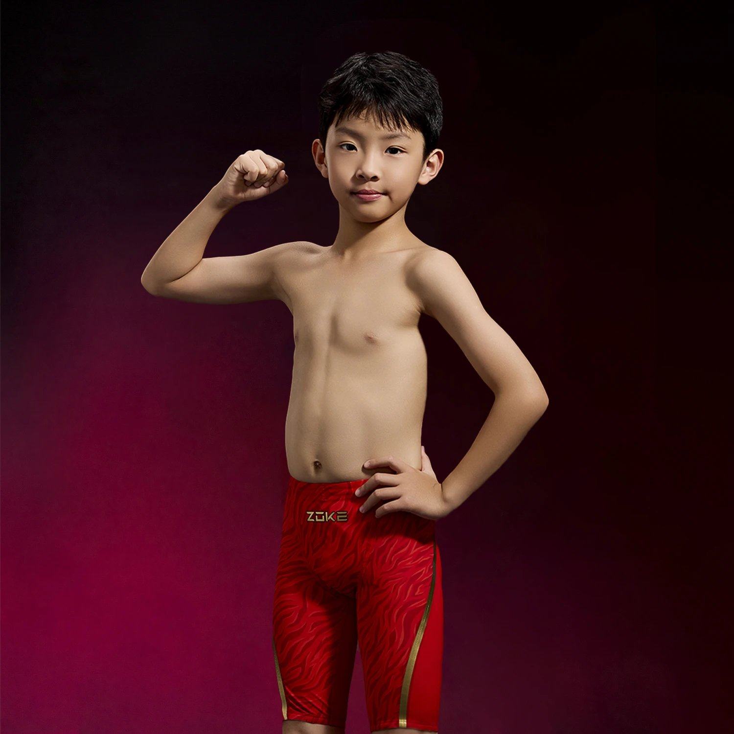 洲克zoke青少年泳裤竞技比赛游泳训练男童快速泳裤fina泳联认证版