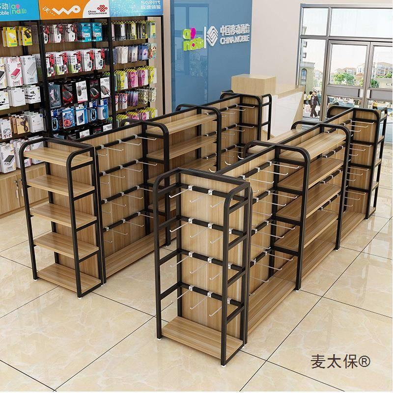 超市货架中岛展示柜零食饰品挂钩架手机配件展架中岛架双面麦太保