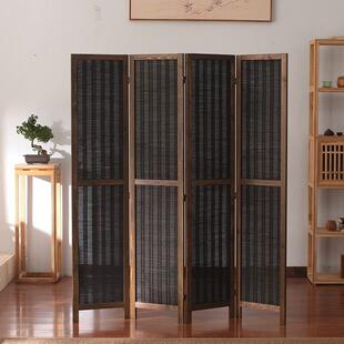 屏风茶室办公室竹屏风 简约现代屏风隔断玄关折叠移动客厅实木中式