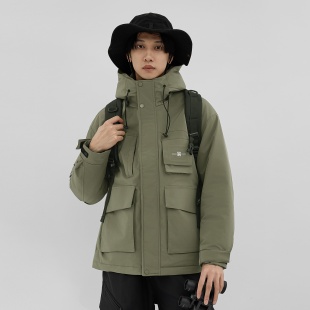 HXTIDE中国狐轩男装冬季短款带帽羽绒服户外冲锋防风保暖正品外套