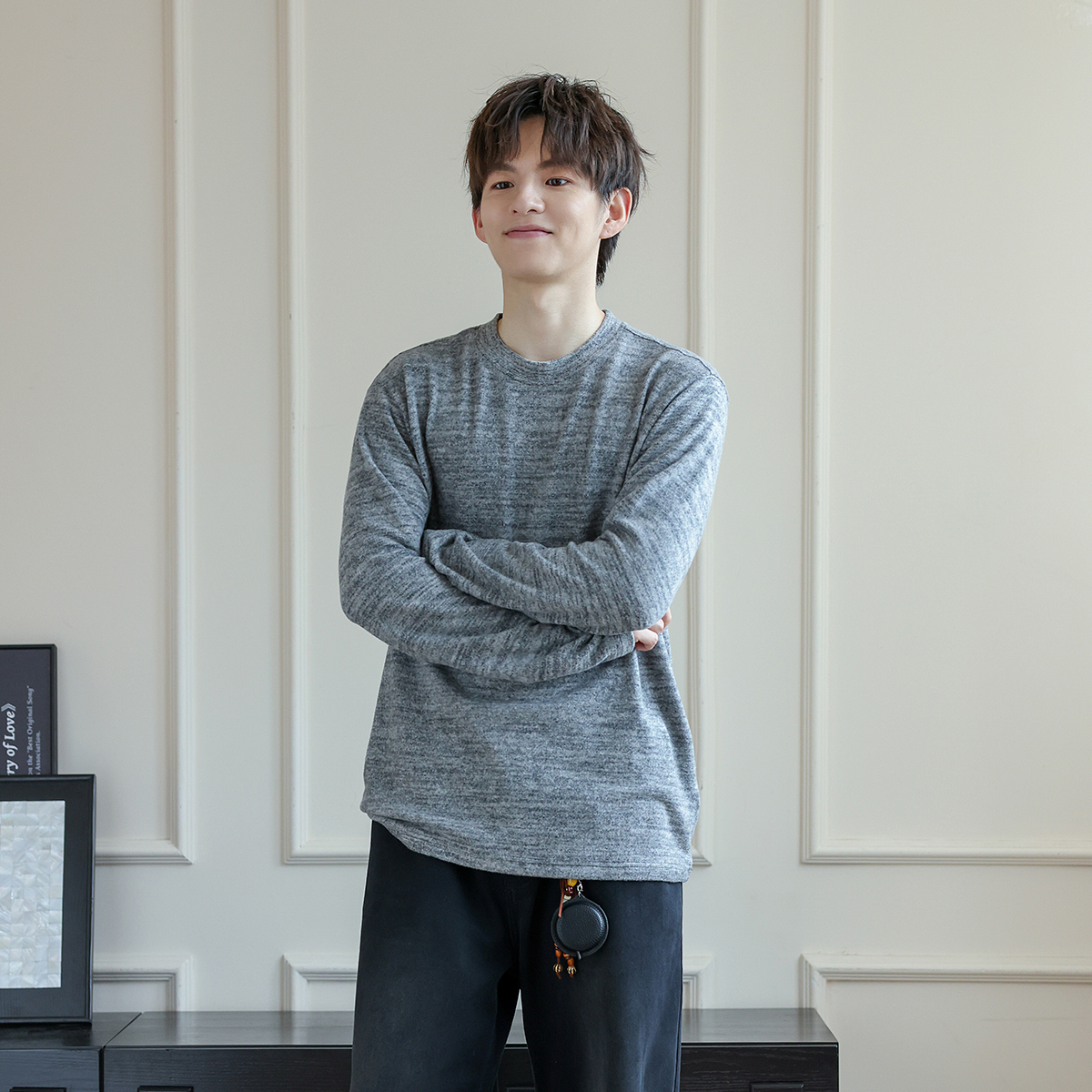 美式潮流磨毛水洗炒花重磅长袖T