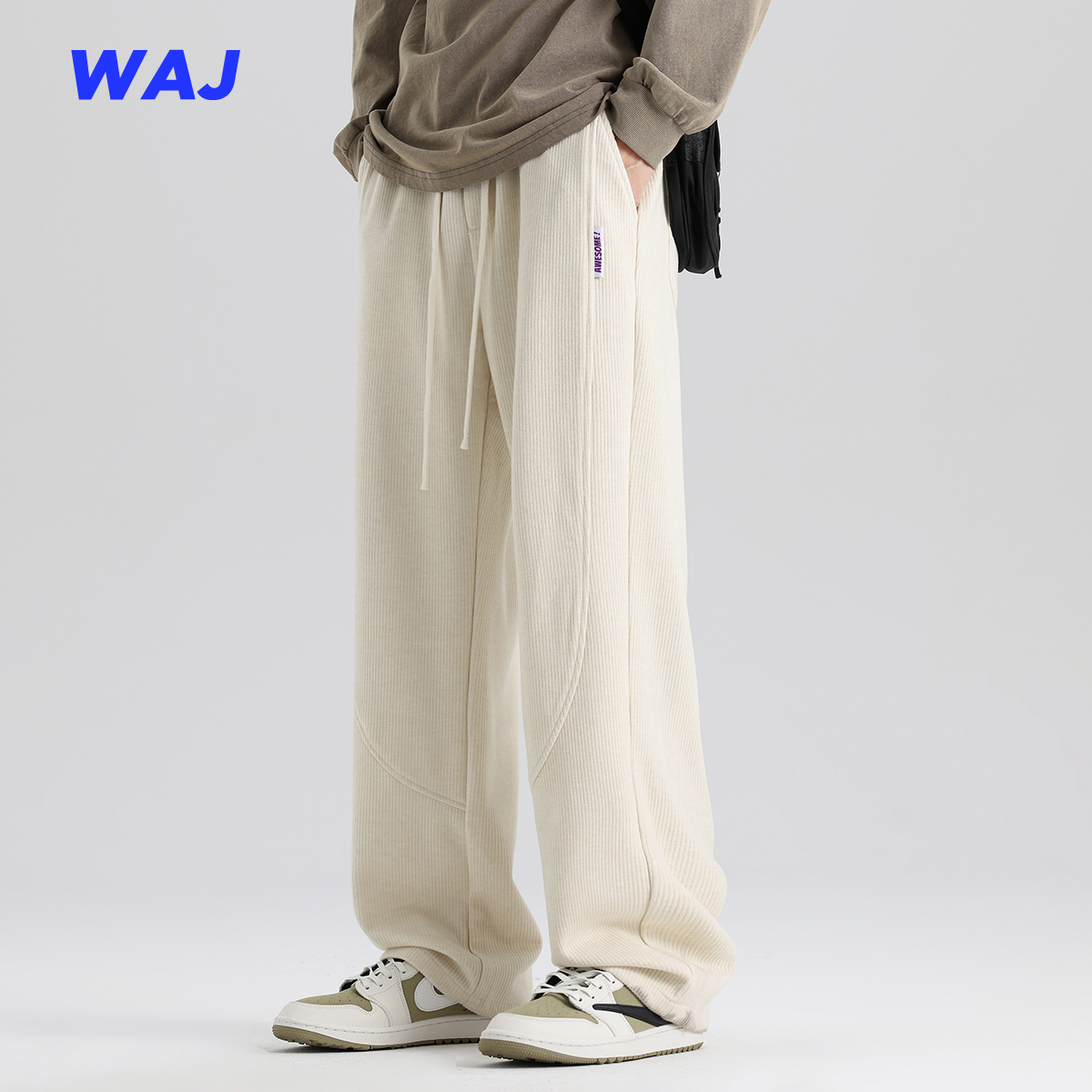 灯芯绒纯色基础宽松直筒休闲长裤