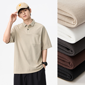 POLO衫 2026夏季 重磅短袖 美式 男纯色翻领日系简约休闲运动T恤 新款