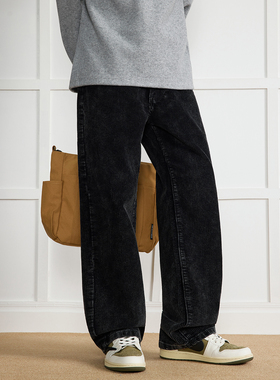 WAJ日系复古水洗做旧灯芯绒牛仔裤男vintage秋冬保暖重磅百搭长裤