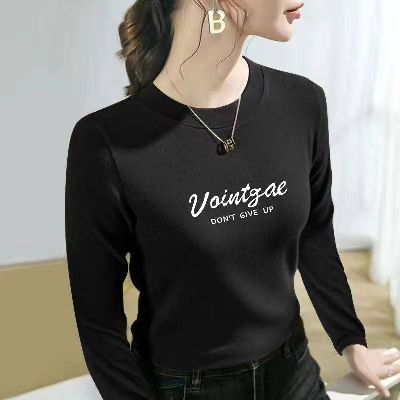 秋冬新款时尚百搭圆领打底衫女长袖t恤显瘦保暖德绒内搭上衣,女装/女士精品,大码内搭,淘宝优惠券,粉丝福利购,淘宝优惠卷