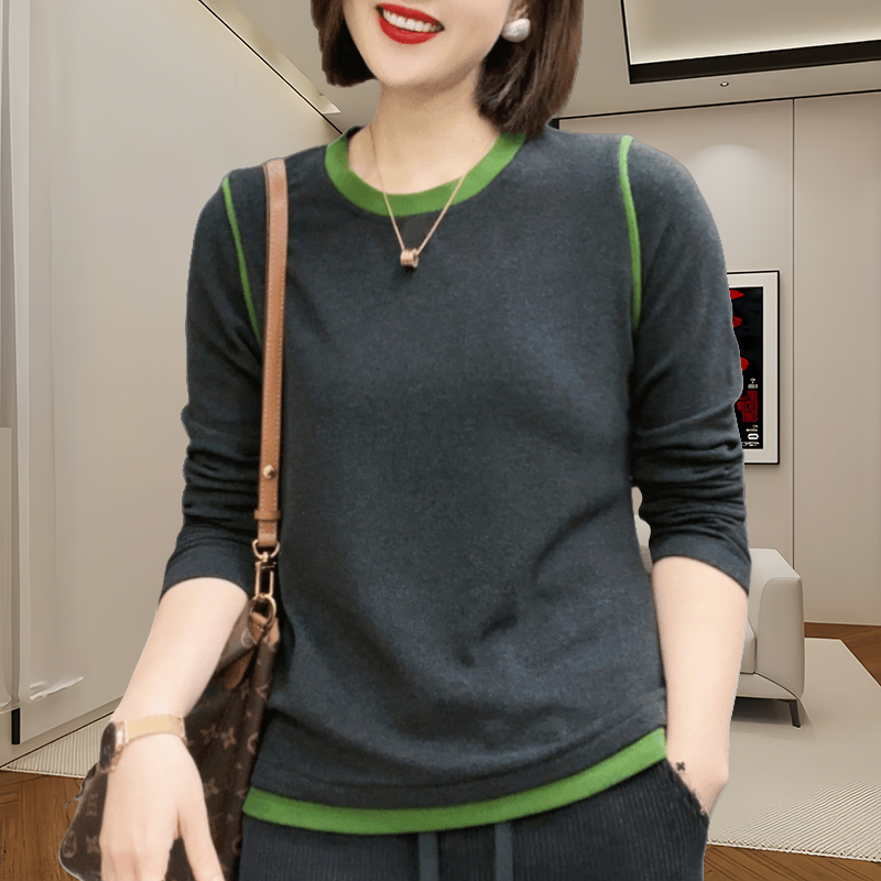 德绒保暖t恤女春季新款圆领拼接内搭长袖打底衫时尚宽松洋气上衣,女装/女士精品,大码内搭,淘宝优惠券,粉丝福利购,淘宝优惠卷