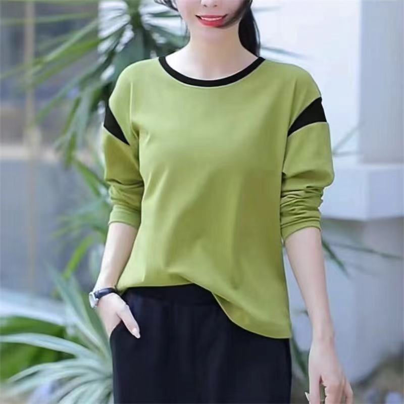 妈妈装纯棉大码宽松洋气圆领t恤