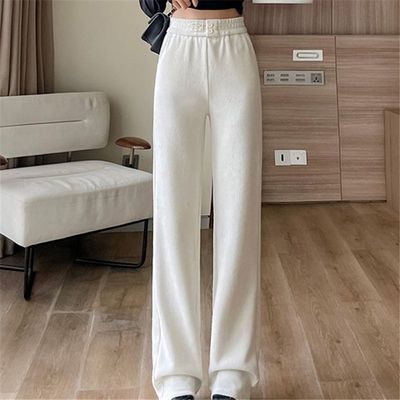 春秋阔腿裤女冬季加绒休闲直筒裤