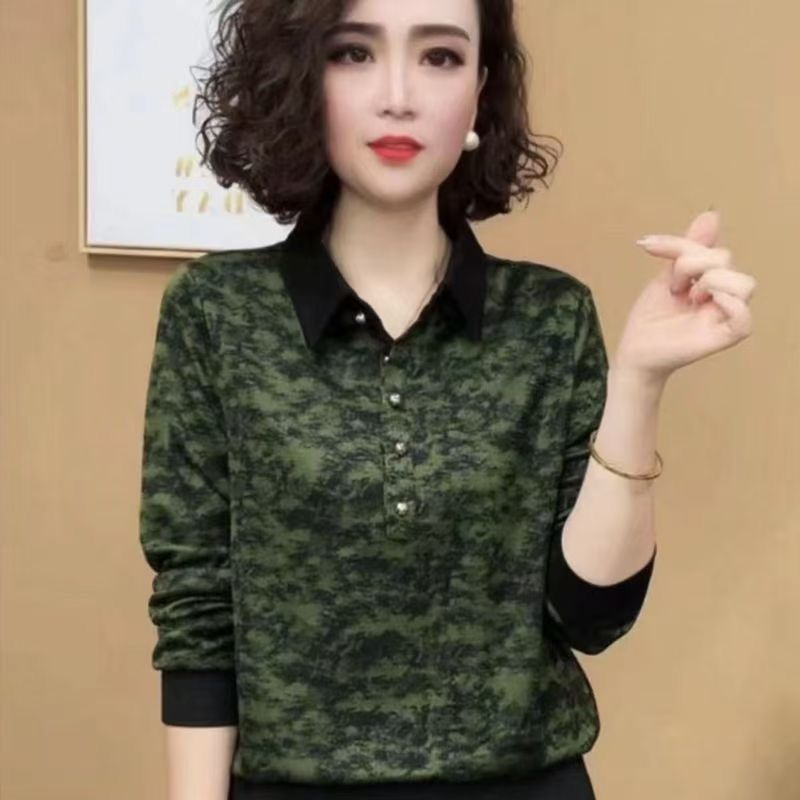 时尚长袖衬衫女中年妈妈减龄百搭