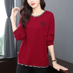 薄款 长袖 百搭气质打底衫 洋气显瘦宽松版 女士上衣体恤 大码 春季