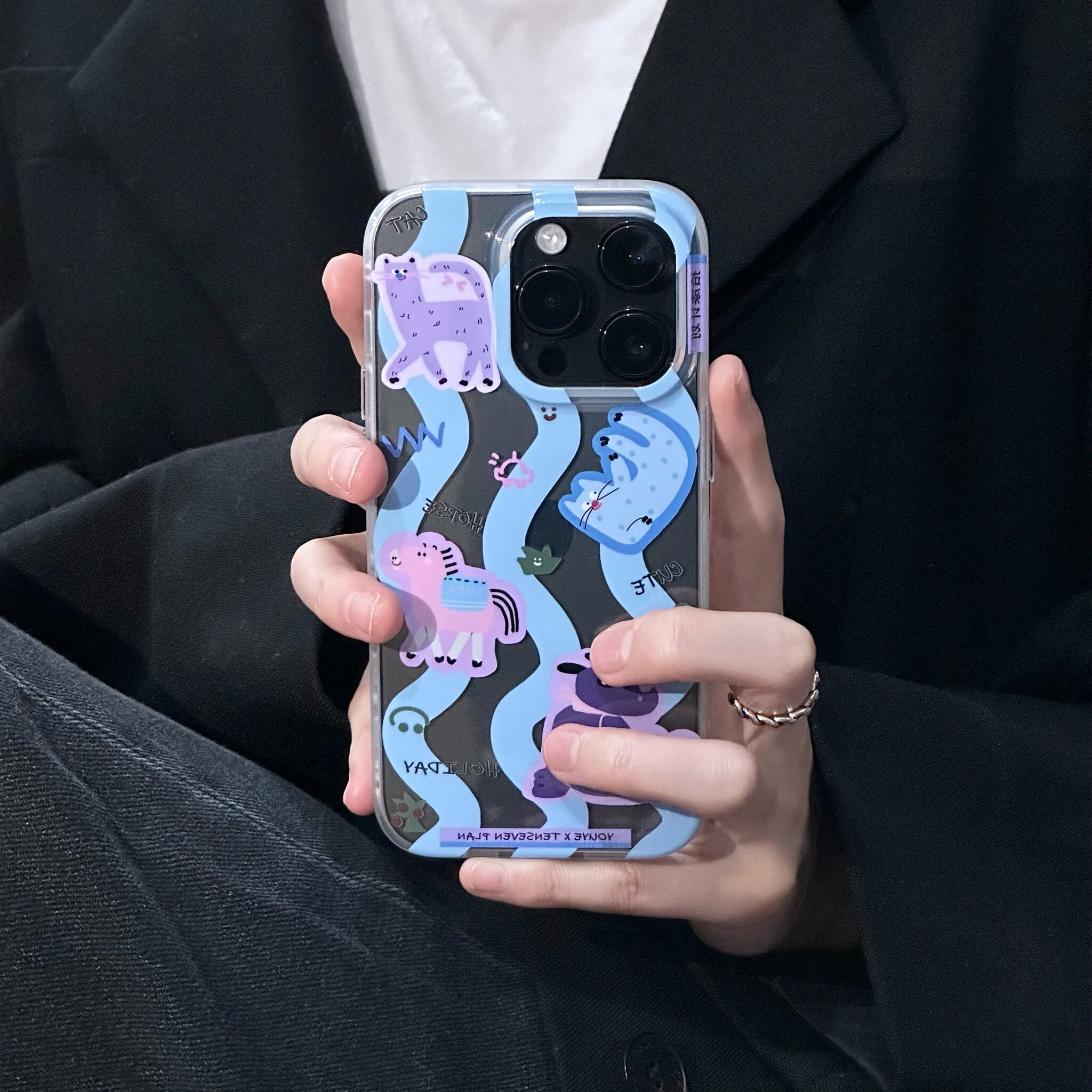 拾漆计划“动物乐园”双层IMD小红薯画家联名 苹果14pro独家原创设计师款TENSEVEN PLAN透明苹果15pro手机壳