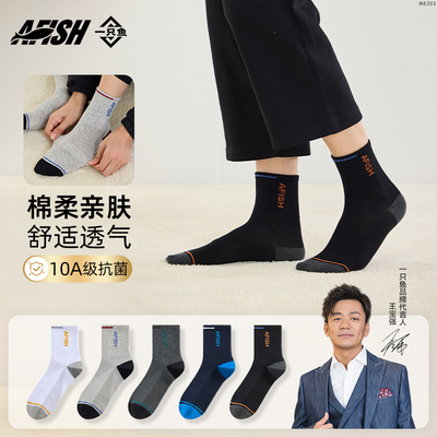 鱼袜子男款秋冬季加厚长筒袜