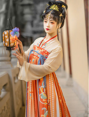 SHANHAIPING HANFU 여성 원피스 가슴 블렌딩 스커트 LAR