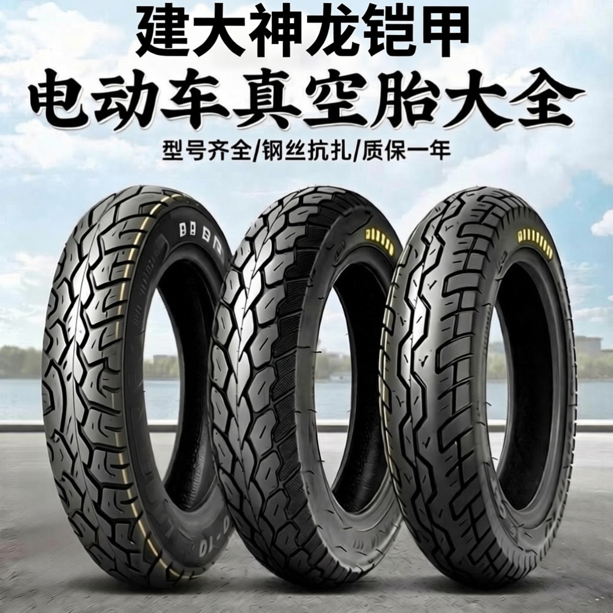 建大神龙铠甲电动车轮胎3.00-10真空胎钢丝胎踏板摩托车加厚外胎