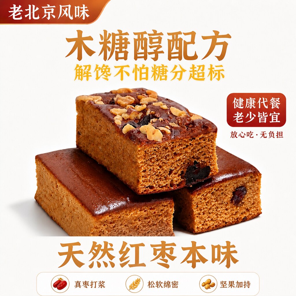 无糖糕点老北京核桃枣糕独立包装老式孕妇糖人控糖专用食物旗舰店