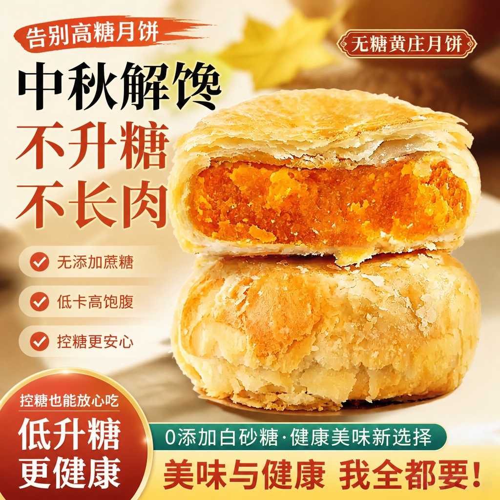 无糖黄庄月饼咸蛋黄河北特产老字号酥皮月饼经典老五仁酥饼中秋节