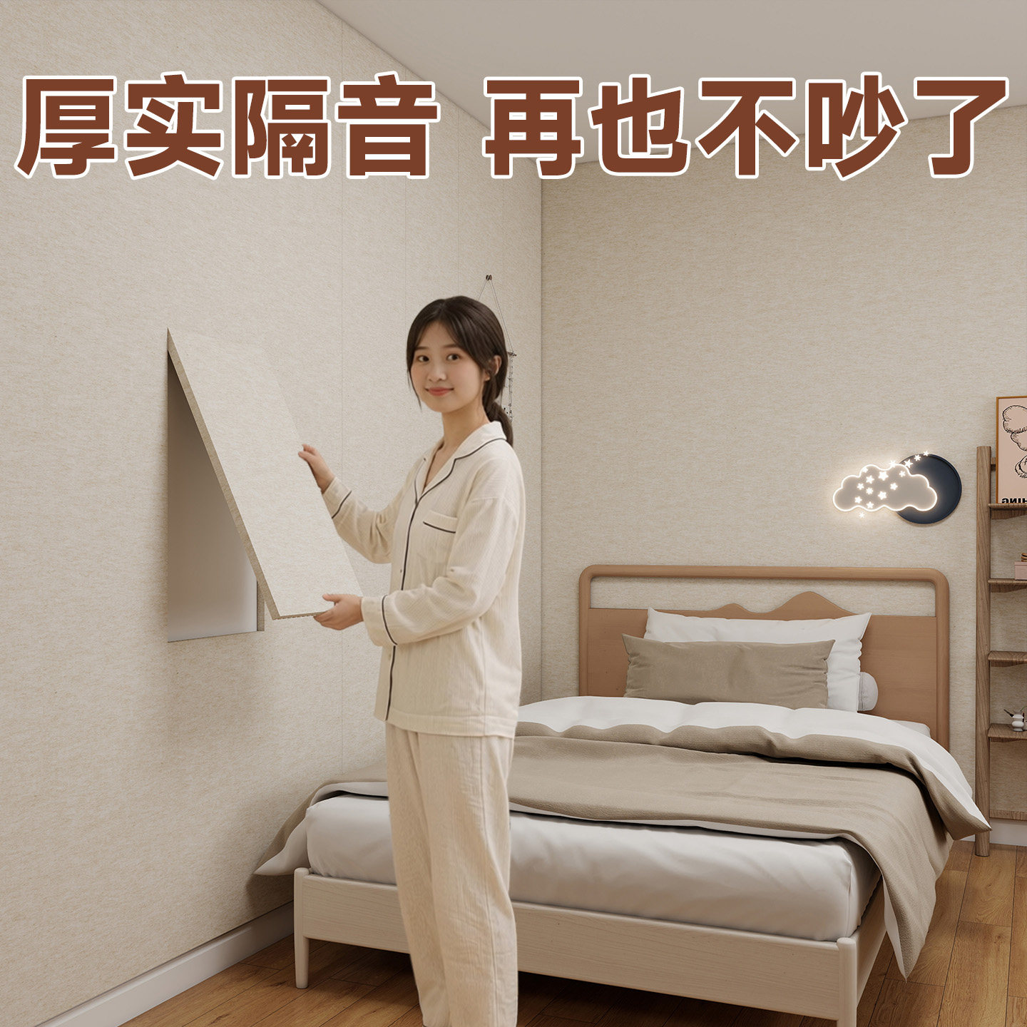 卧室家用隔音棉墙体毛毡板墙贴吸音墙面自粘装饰板床头软包背板