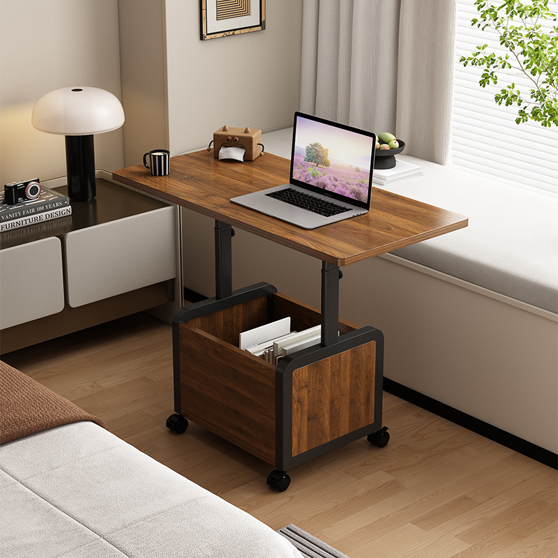 全实木折叠沙发边几客厅小户型可升降移动多动能小推车床头置物架