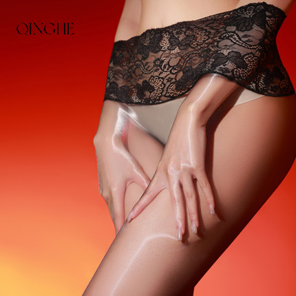 轻禾「杜若」蕾丝花腰极光丝滑黑丝袜女3D超薄款防勾丝情趣性感