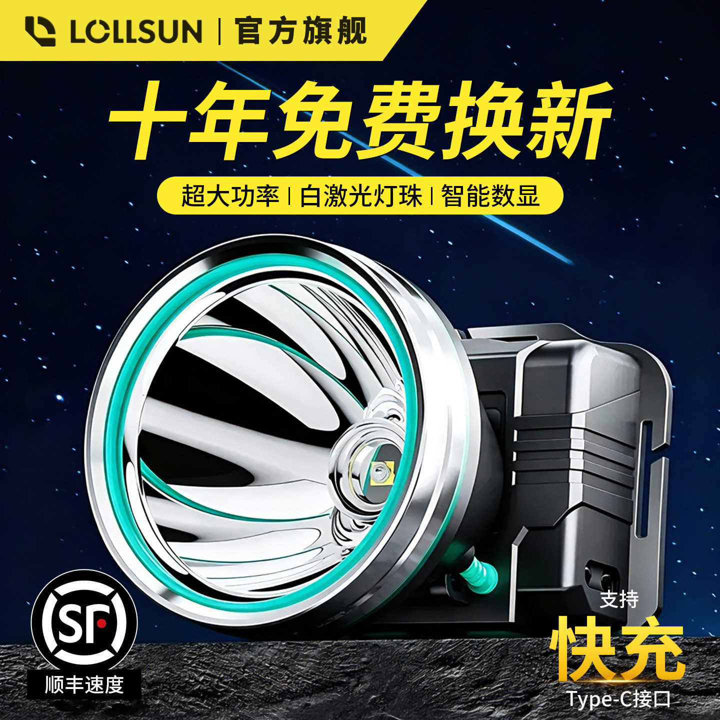 头灯2025新款强光超亮超长续航充电头戴式工地矿灯感应夜钓鱼专用