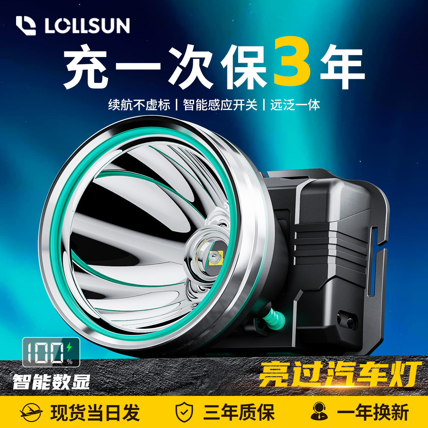 头灯头戴式强光充电超亮超长续航户外家用赶海感应夜钓鱼专用矿灯
