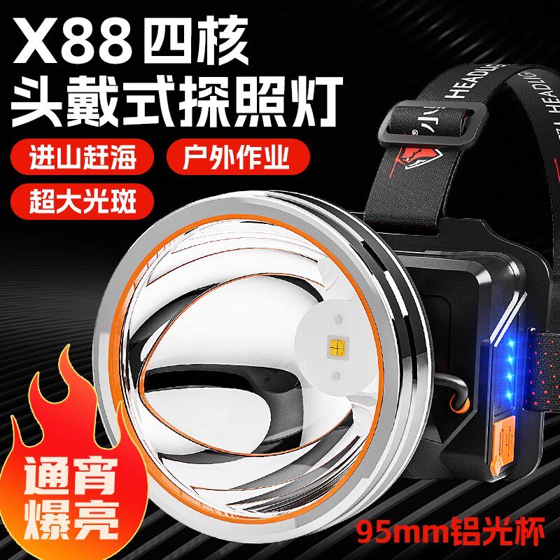 强光头灯新款充电超亮超长续航头戴式感应照明矿灯手电筒户外远射