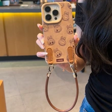 可爱棕色满屏拉布布适用iPhone16手机壳苹果15promax翻毛皮14/13/12搞怪小米15/15Pro情侣华为Pura70保护套软