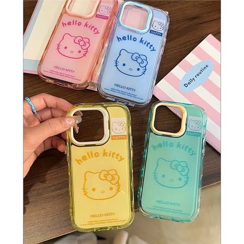 苹果16/15多巴胺撞色Kitty手机壳