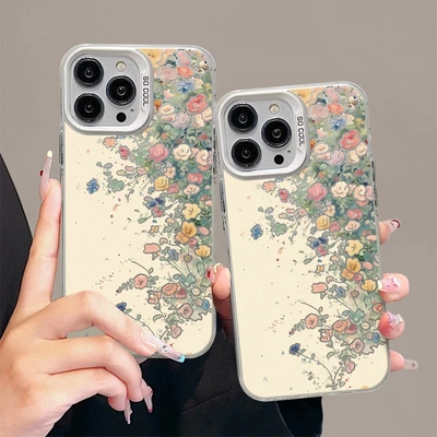 ins风凯蒂猫花丛苹果16/17手机壳