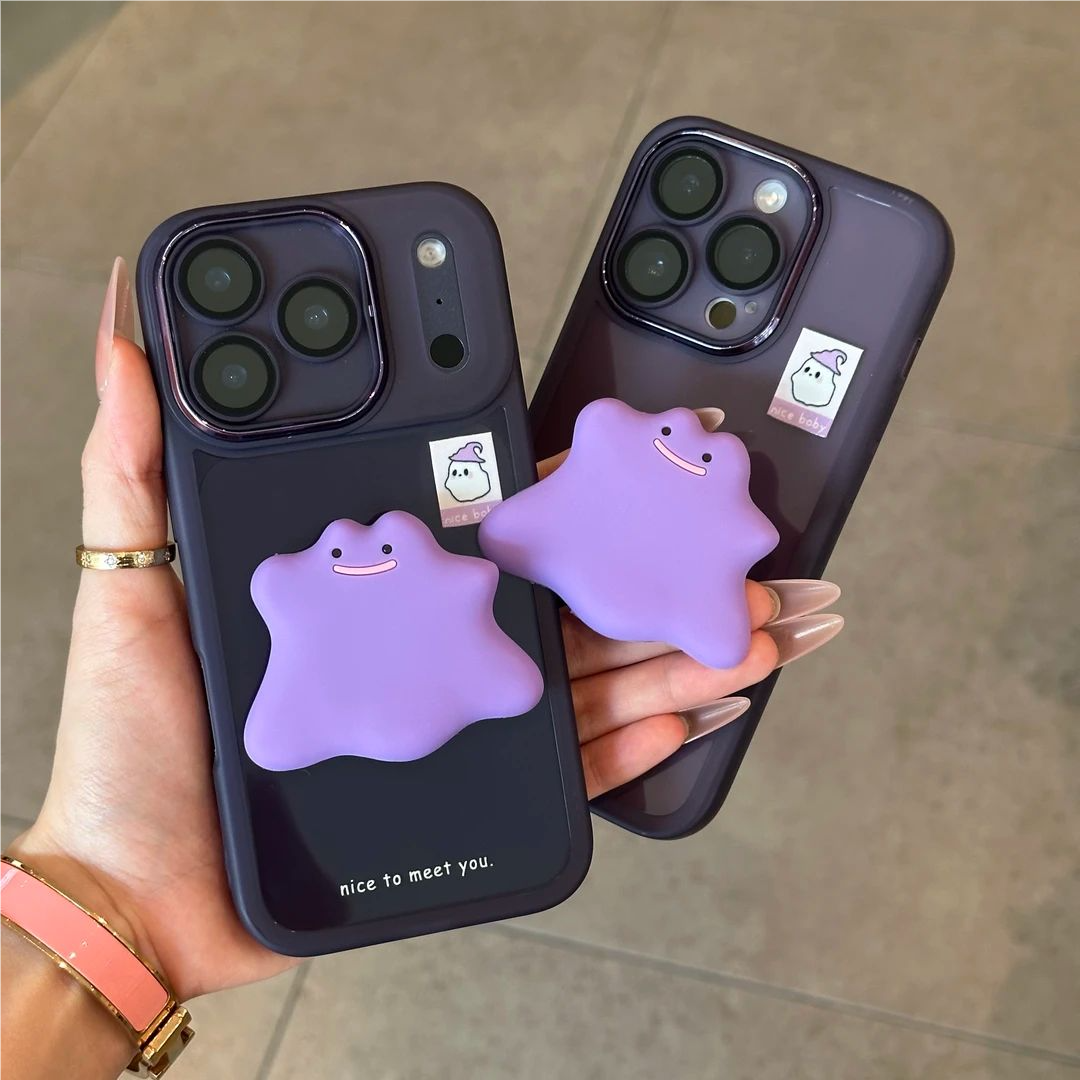 苹果17/16紫色怪兽支架手机壳